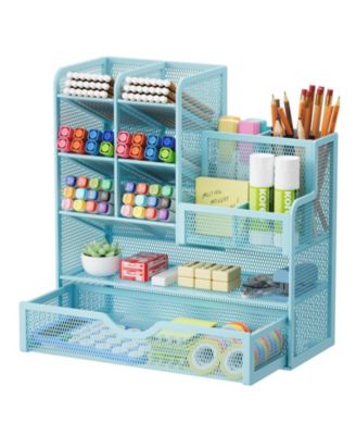 Mesh Pen Holder with Drawer Organizer