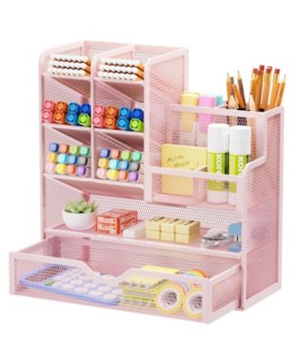 Mesh Pen Holder with Drawer Organizer
