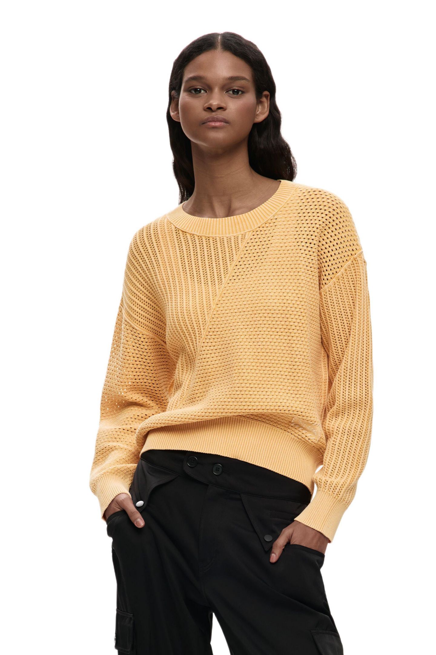 Женский свитер Desigual Basic knit, цвет: Жёлтый — фото 1