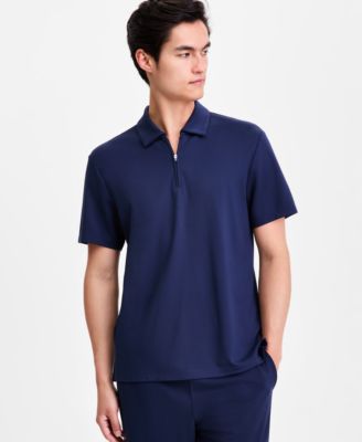 Men's Short-Sleeve Essential Zip Polo Shirt, Macy's Exclusive
