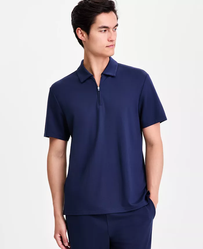 Men's Short-Sleeve Essential Zip Polo Shirt, Macy's Exclusive