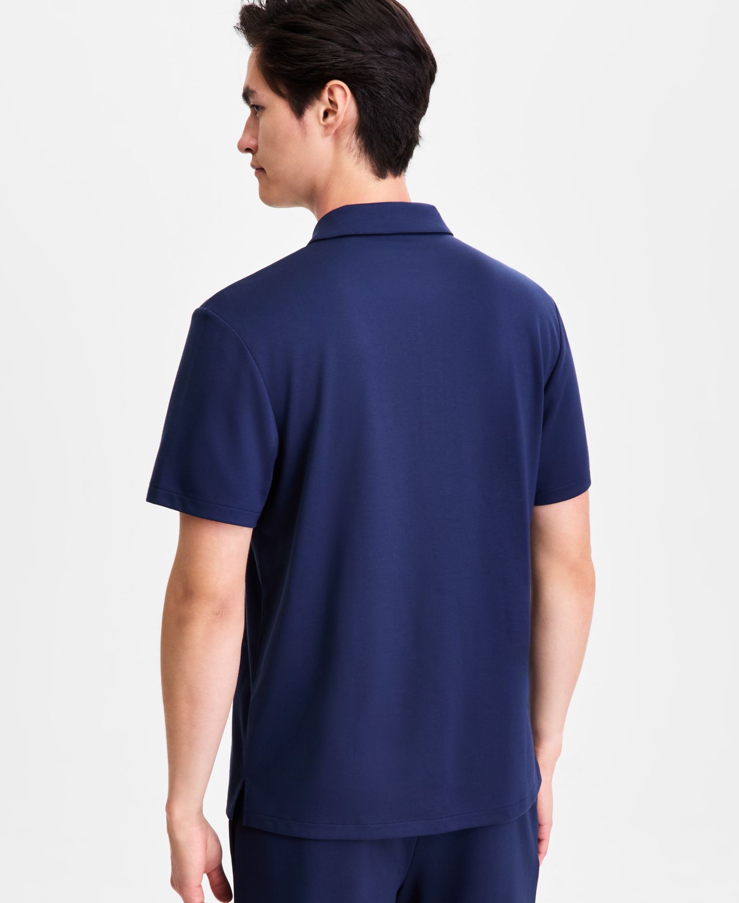 Мужское поло Alfani Short-Sleeve Essential Zip Polo Shirt, Macy's Exclusive, цвет: Тёмно-синий — фото 3