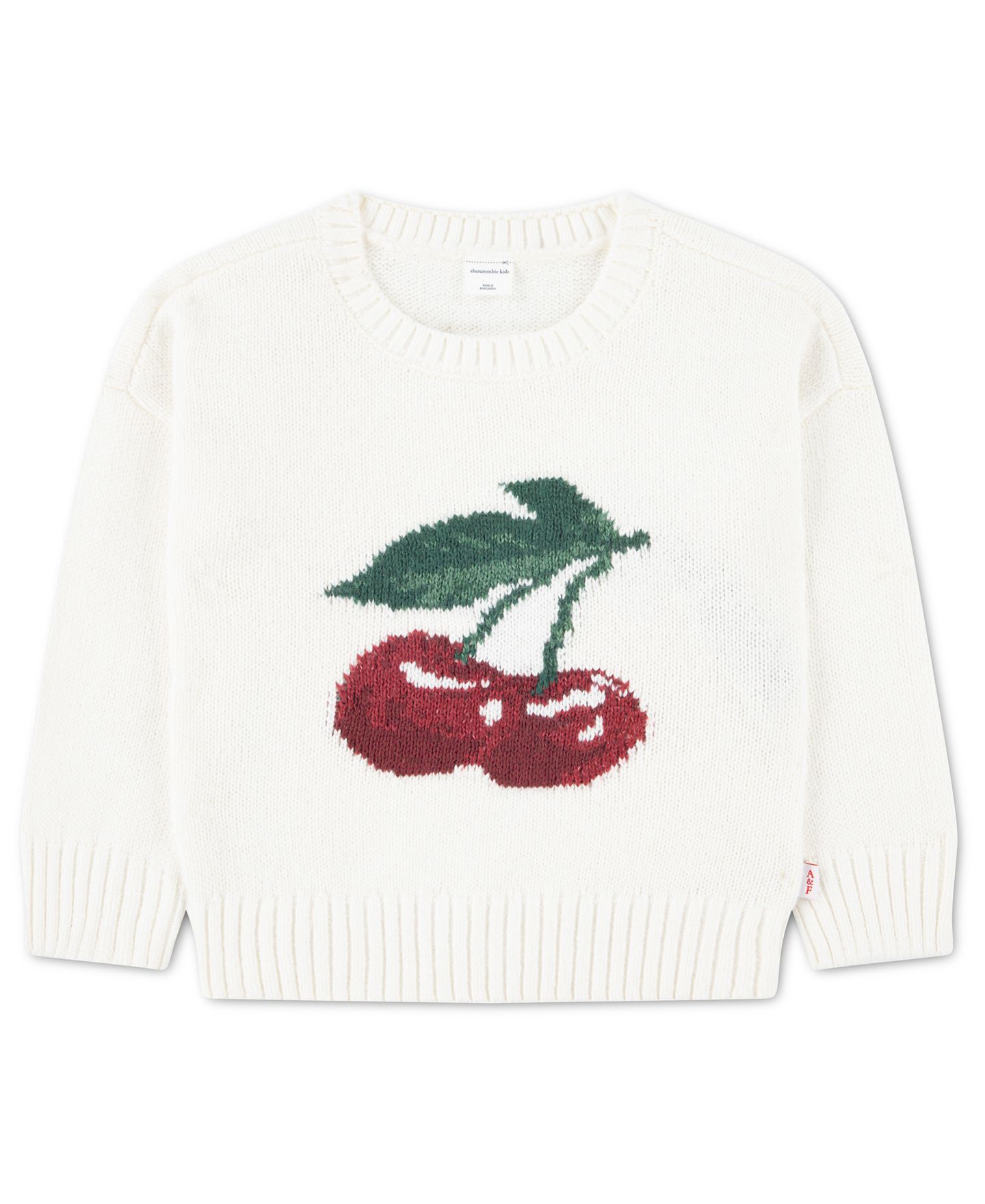 Свитер abercrombie kids Cherry Oversized Sweater для девочек-малышей, цвет: Белый — фото 1