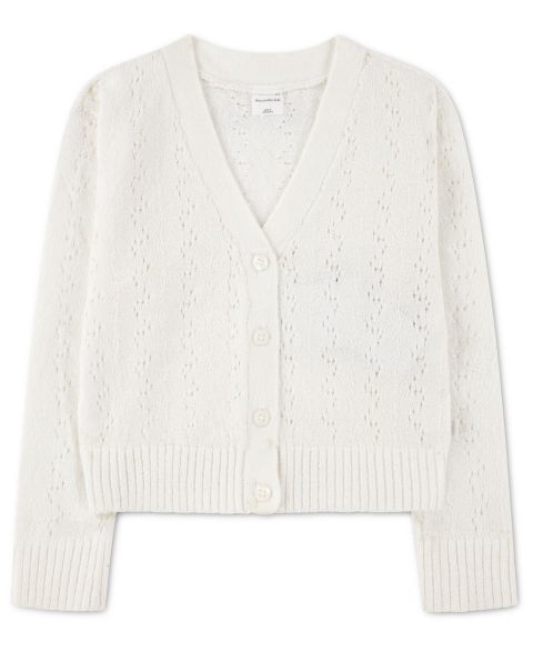 Кардиган abercrombie kids Pointelle Cardigan Sweater для девочек-малышей, цвет: Яркий белый