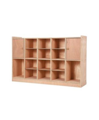 Wall Mounted Storage Cabinet with Cubbies and Double Doors