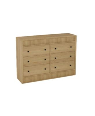 Modern Fluted 6 Drawer Dresser Wooden Storage Chest
