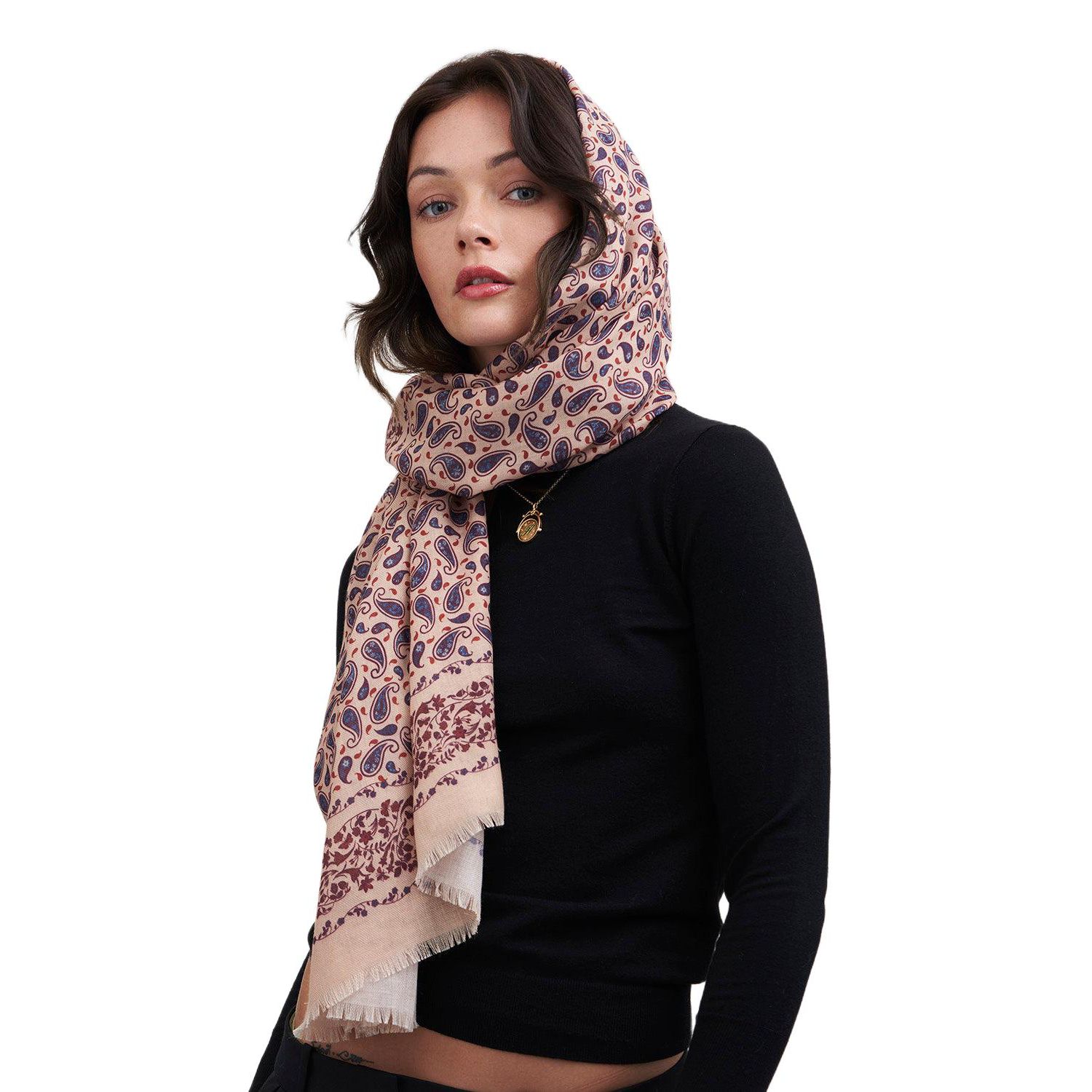 Paisley Folk Caramel Square Scarf