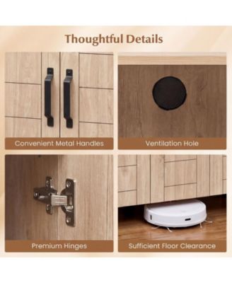 5-Tier Shoe Storage Cabinet Freestanding Wooden Entryway 2 Doors Removable Shelves Ventilation Hole for Hallway Closet Living Room