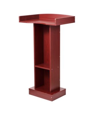 Podium Stand, 41" Wooden Lectern, Laptop Desk with Storage Shelf, Elegant
