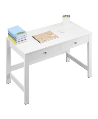 Small Desk with Drawers, Kids Desk for Bedroom, Modern Study Table, White