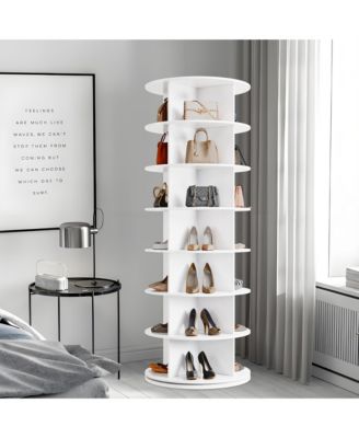 7 Tier Rotating Shoe Rack, White, 360degree(s) Shoe Storage Tower for 28 to 32 Pairs