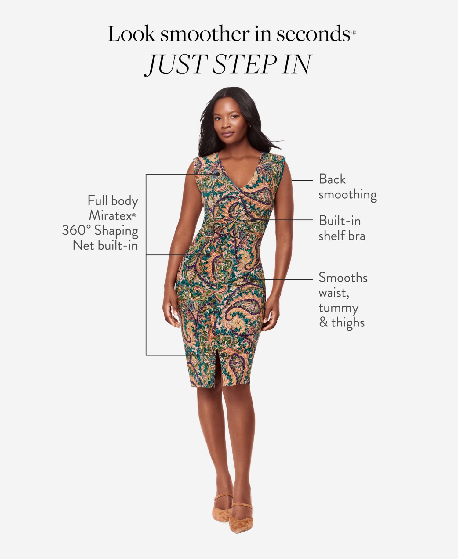 Women's Printed V-Neck Shaping Dress