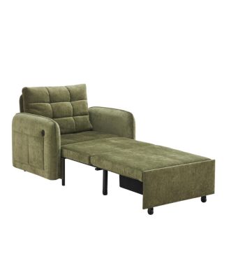 3-in-1 Sleeper Chair Bed, 80" Extra Long Pull Out Sofa with USB Charging & Storage