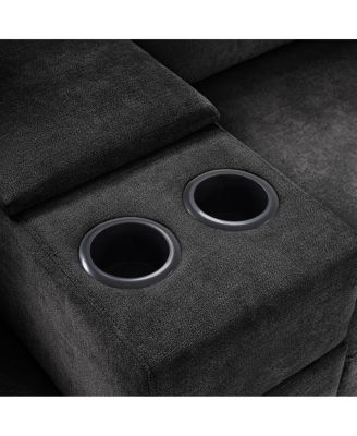 5-Seat 134" U-Shape Sectional Sofa with Chaise, Cup Holders & Storage