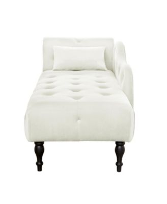 Elegant Velvet Chaise Lounge with Tufted Buttons and Solid Wood Legs