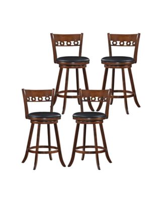 4PCS 30.5'' Bar Height Chairs Swivel Bar Stools w/ Rubber Wood Frame