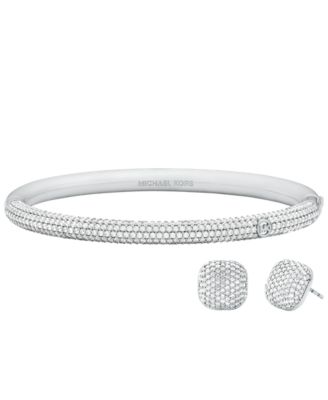 Pave Bangle Bracelet and Earring Set