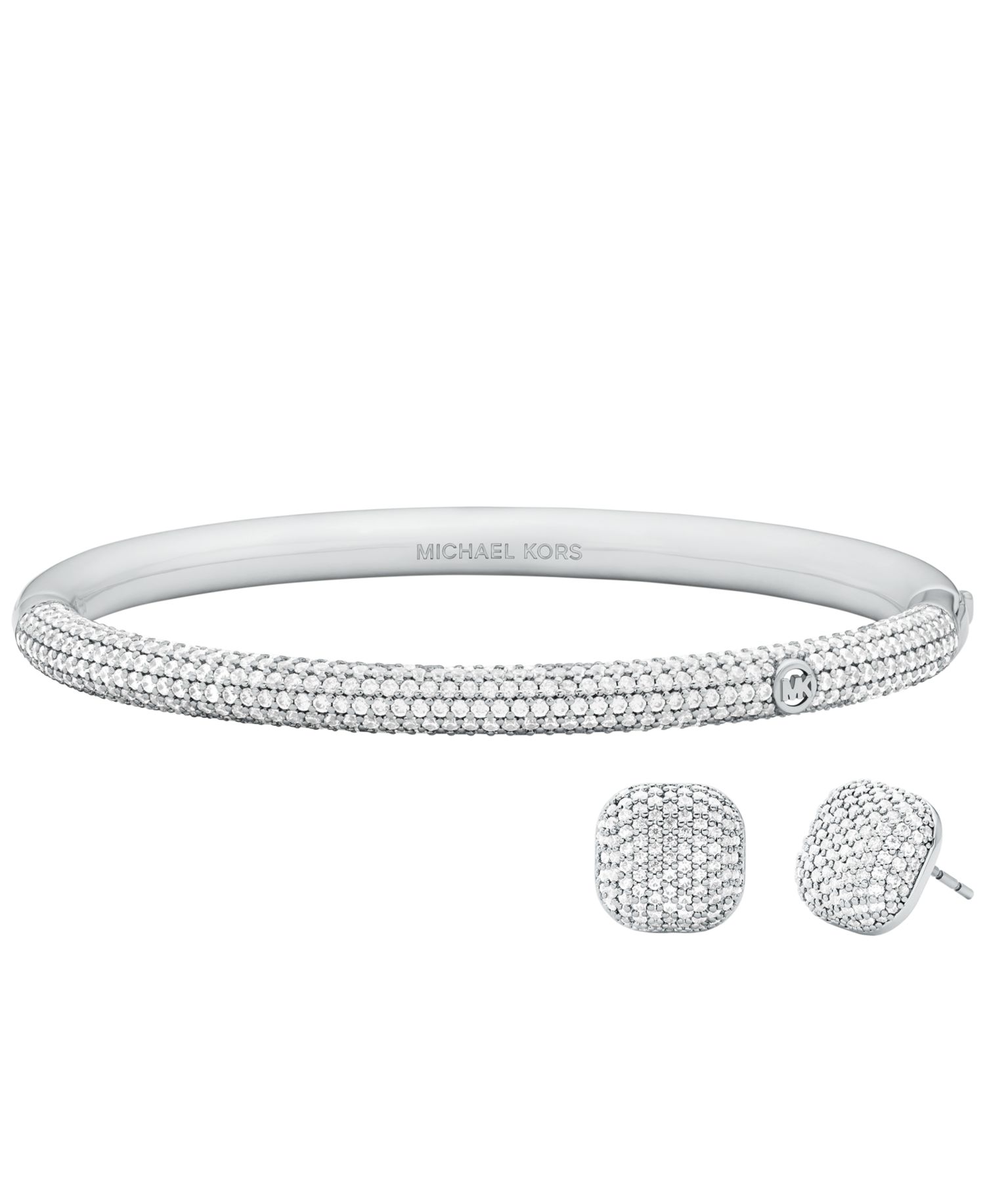 Pave Bangle Bracelet and Earring Set