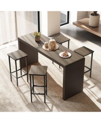 Counter Height Bar Stools Set of 4 with Wood Frame