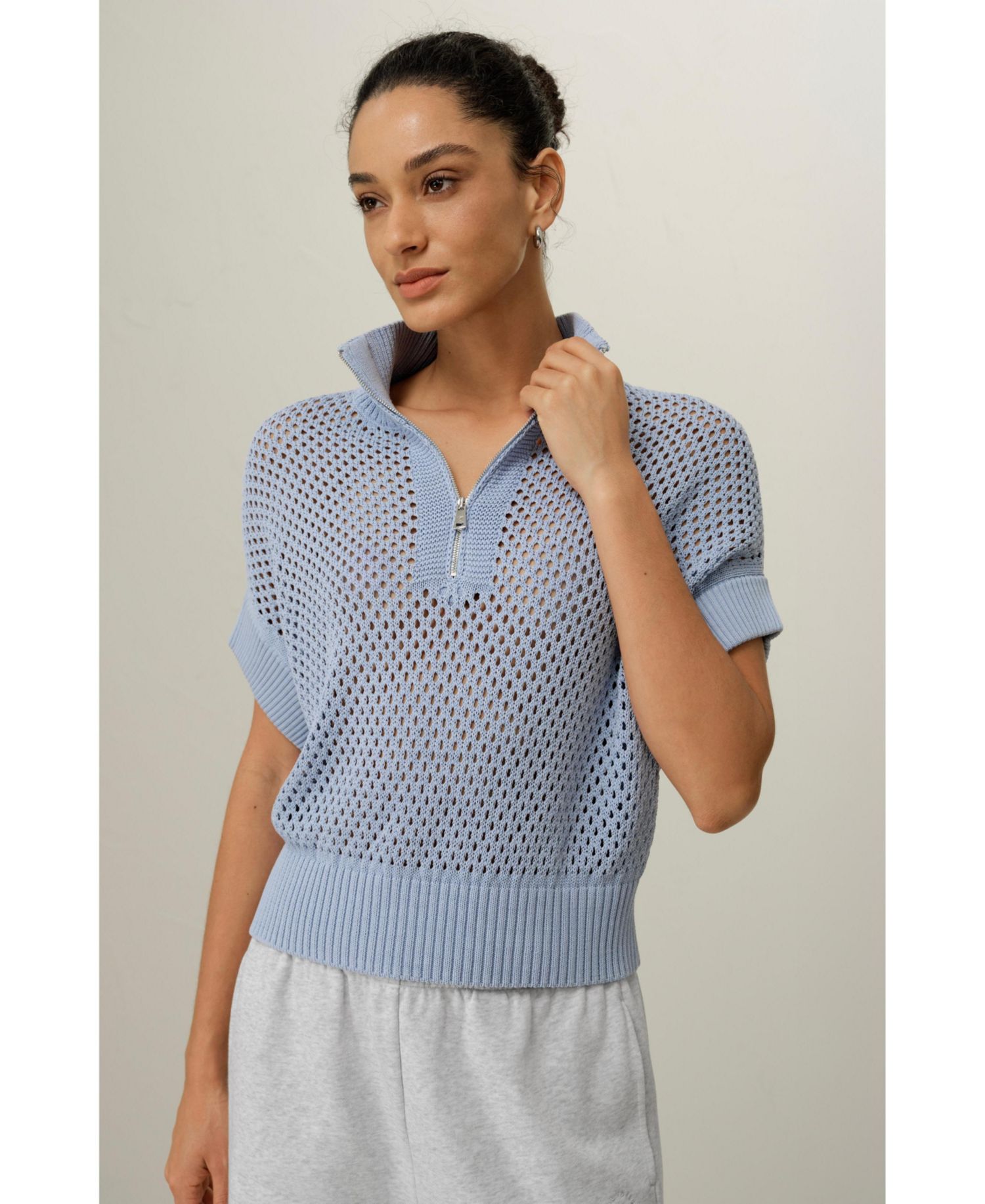 Women's Toscana Pointelle Knit Half-Zip Sweater