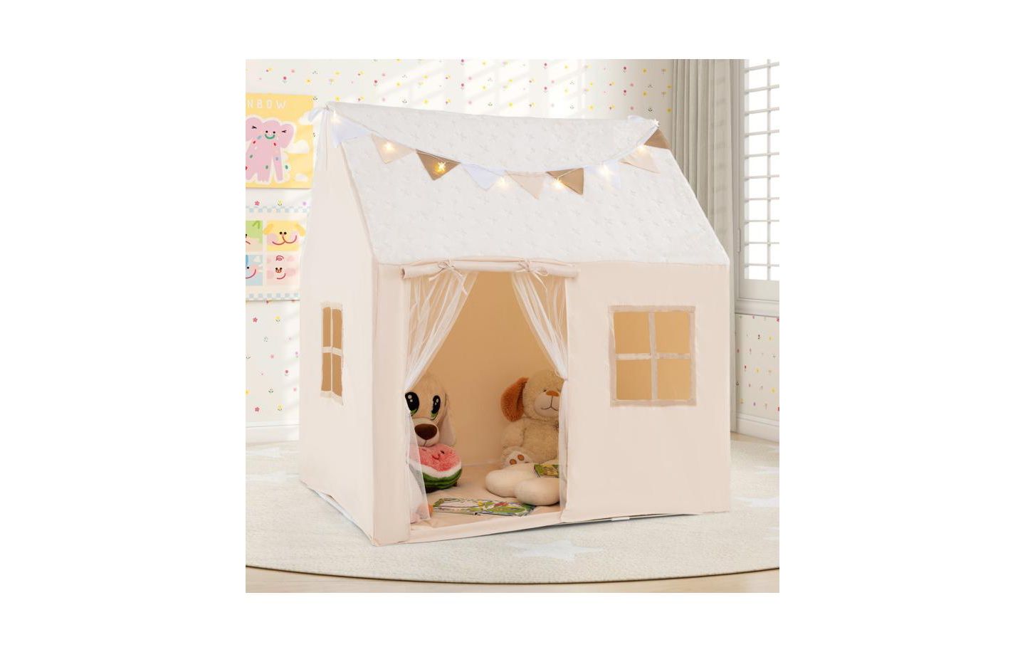 Детская игрушка HONGGE Glow-in-the-Dark Stars Play Tent with Mat, Ages 3+, цвет: Бежевый — фото 4