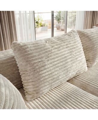 3-Piece U-Shaped Sectional Sofa Set With Pillows, Corduroy Convertible Couch