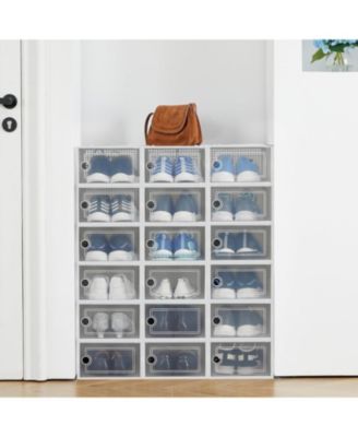 18 Pack Clear Shoe Storage Boxes with Front Doors