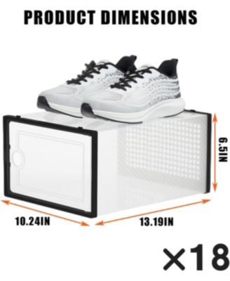 18 Pack Clear Shoe Storage Boxes with Front Doors