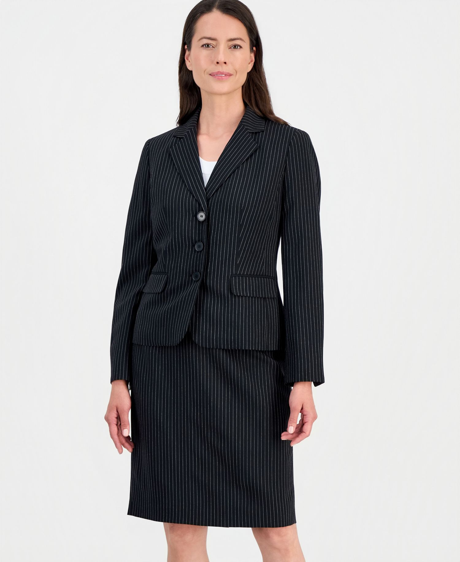 Women's Three-Button Notch-Collar Jacket & Slim Skirt Suit