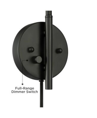 Colborne Modern Swing Arm Wall Lamp Black Metal Plug-in Light Fixture Up Down Shade for Bedroom Bedside Living Room Reading Home House