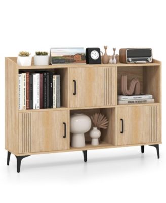 Sideboard Storage Cabinet with Doors and Open Compartments