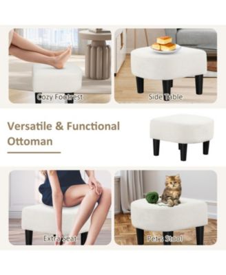 Upholstered Teddy Velvet Barrel Chair with Ottoman Footrest