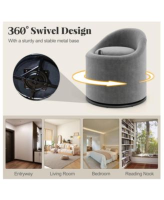 360-Degree Swivel Barrel Chair with Hidden Storage