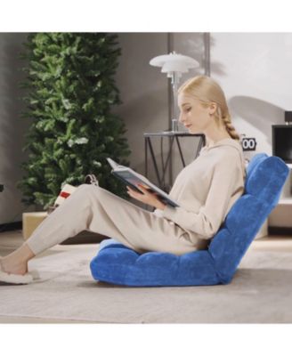 14-Position Adjustable Cushioned Floor Chair with Steel Frame