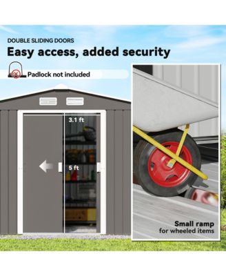 9' x 6' Storage Shed Garden Tool House w/ Vents Doors Light