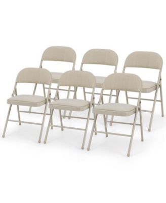 Foldable Padded Chair Set of 6 with Fabric Backrest and Metal Frame