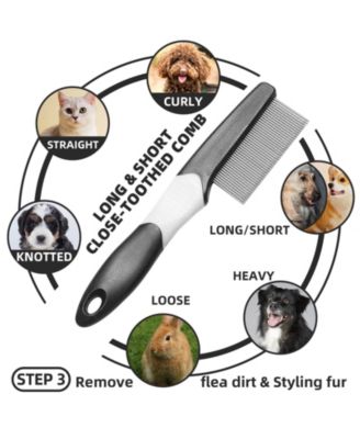Dog Grooming Kit 7-Piece Deshedding Undercoat Rake Slicker Dematting Comb Clipper Bath Brush for Dogs Cats