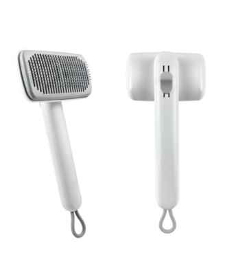 Self Cleaning Deshedding Cat Brush Adjustable 2 Level Pins One Click Cleaning Ergonomic Handle For Small Pets