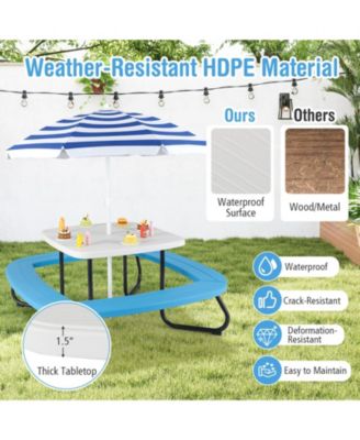 Toddler Outdoor Activity Table with Adjustable and Collapsible Umbrella.