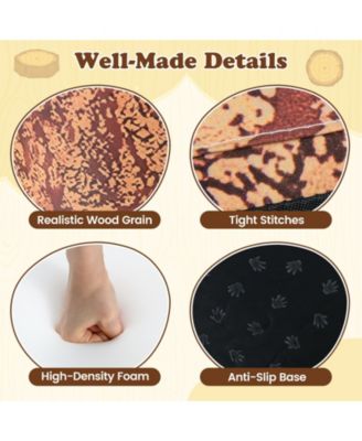 3-Piece Tree Stump Stool Set with Wood Printing Nature Decoration