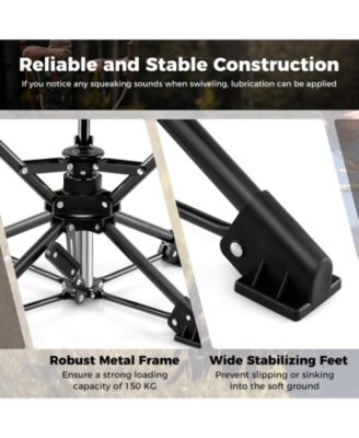 Folding Camping Stool Swivel Hunting Chair with Anti Sink Feet