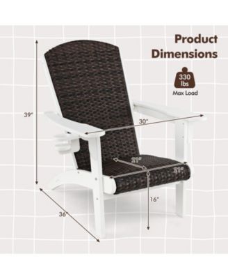 Patio Adirondack Chair with Padded Rattan Seat and Cupholder