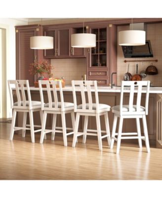 25 in Swivel Counter Height Bar Stools Set of 2 with Rubberwood Frame