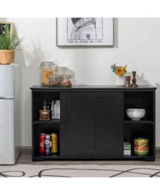 Kitchen Storage Cabinet with Sliding Door and Shelves