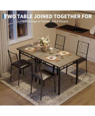 Dining Table Set for 2, Small Kitchen Table with Upholstered Chairs, Farmhouse Wood Dining Table Chairs for Kitchen Room, Small Spaces