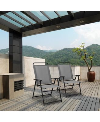 Set of 4 Folding Sling Chairs Portable chair w/ Dining Armrest Backrest Patio