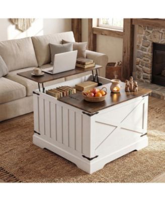 Lift Top Coffee Table Farmhouse Hidden Storage Compartment