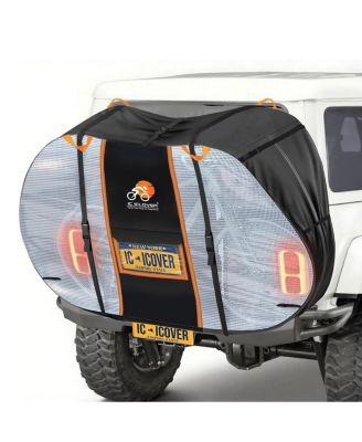 2-Bike Waterproof Bike Rack Cover with Clear Tail-Light Panel for Hitch Mount - Heavy Duty 600D Transport Cover