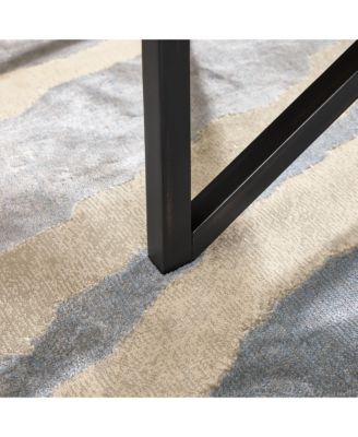 Modern Round Tempered Glass Outdoor Coffee Table with Solid Wood Base