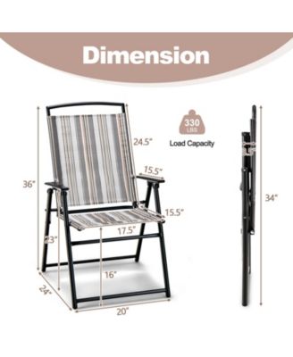 Set of 4 Portable Folding Sling Chairs Dining Armrest Backrest Outdoor Patio